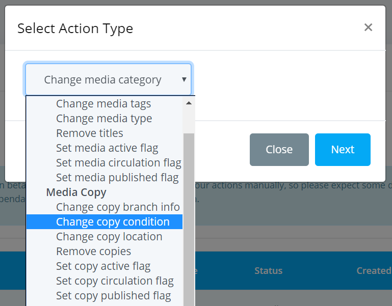 Bulk Actions change copy condition