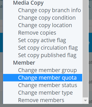 Bulk Actions change member quota