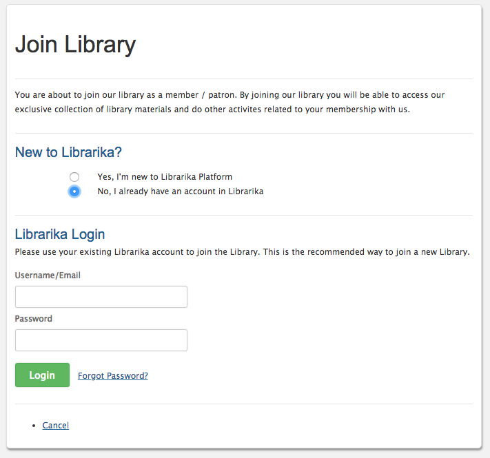 Join library form