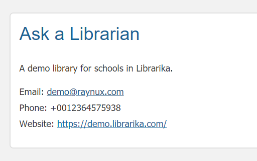 OPAC ask librarian page