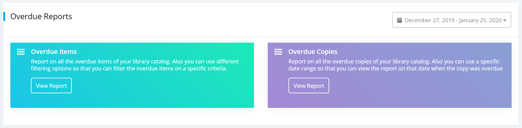 Overdue Reports main page