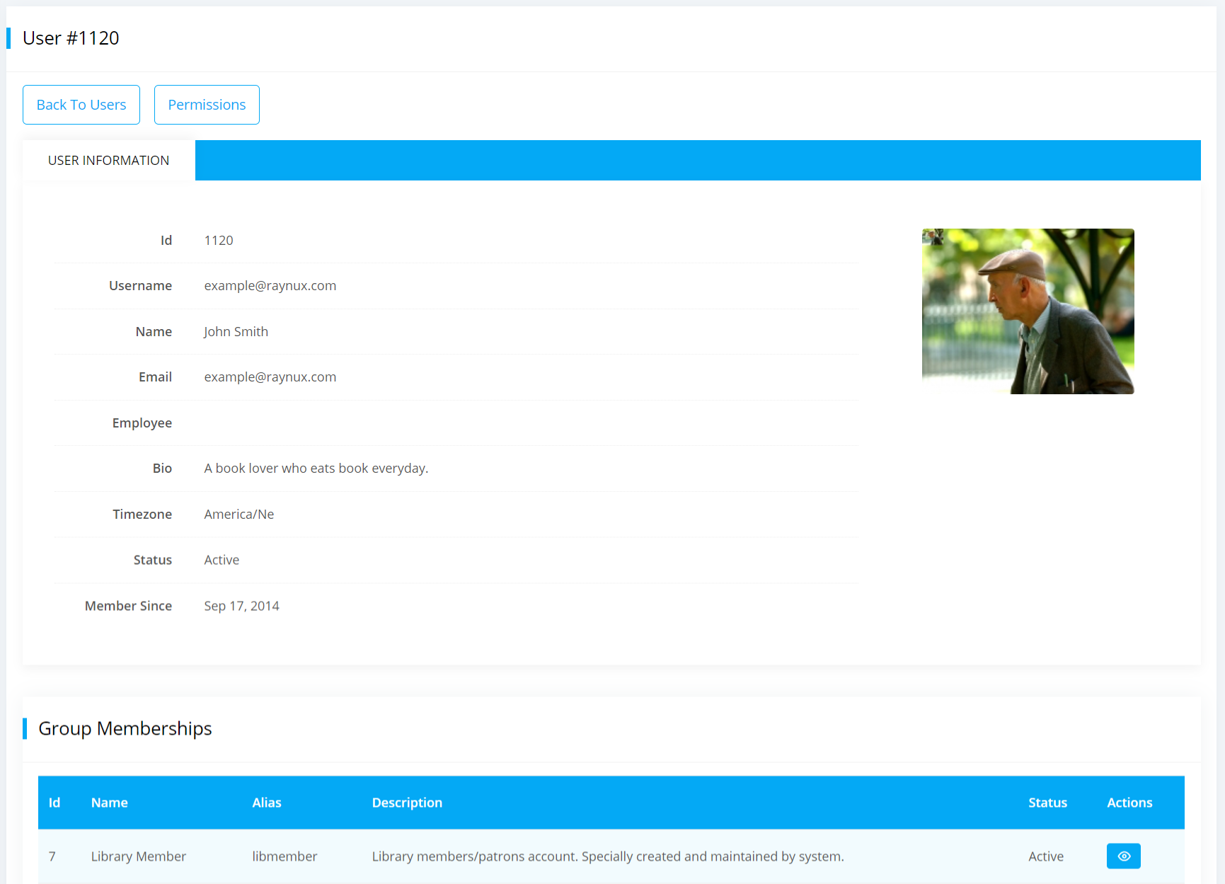 Users user view page