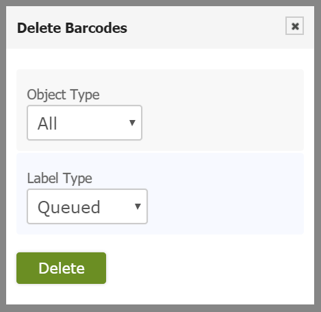Barcode Labels delete
