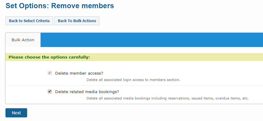 Bulk Actions delete members