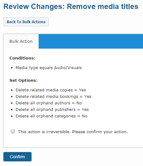 Bulk Actions delete options