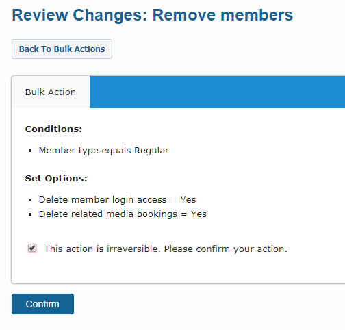 Bulk Actions members delete options